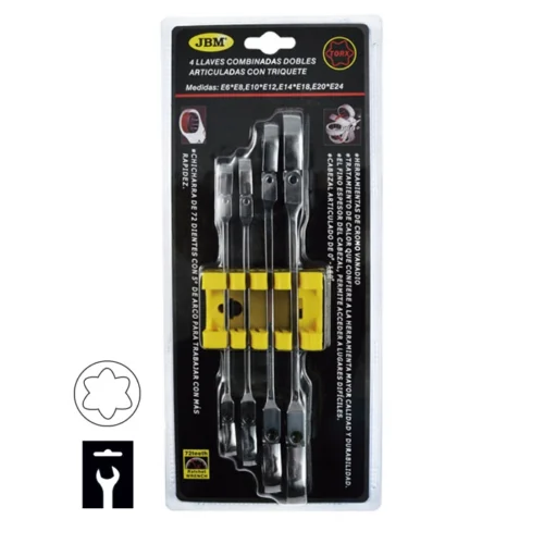 Jeu de 4 Clés à Cliquet Torx Articulées JBM REF: 50754