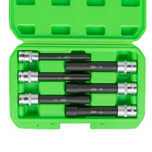 JEU DE 6 DOUILLES JBM 1/2" TORX TYPE E EXTRA LONG ZINGUÉ REF: 53915