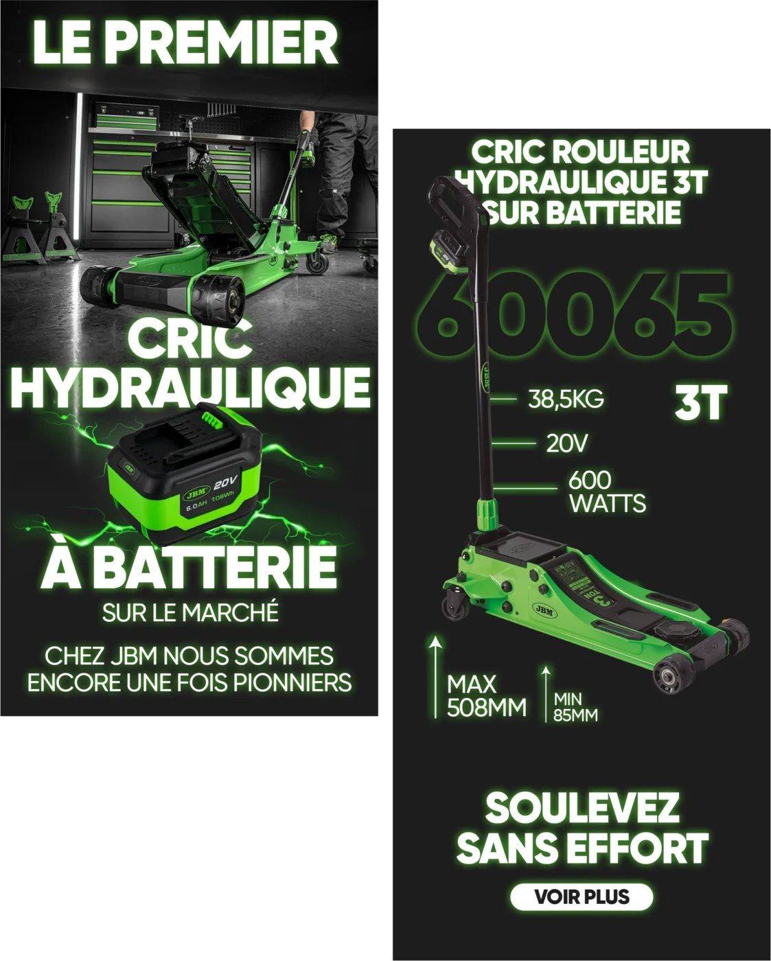 Cric hydraulique sur batterie JBM