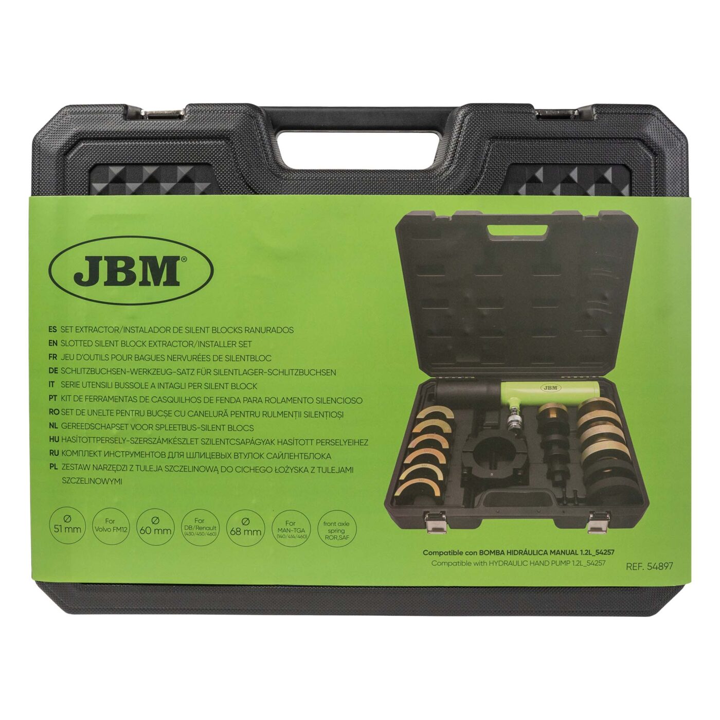 Jeu d’outils JBM bagues nervurées silentbloc 54897 05 Jeu d’outils JBM bagues nervurées silentbloc 54897 05